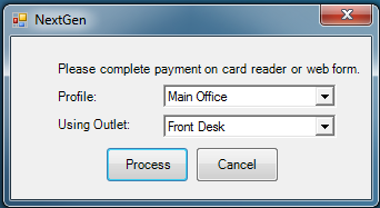 Complete the Payment on Card Reader or Web Form