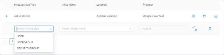 New row added to configure a new communication route