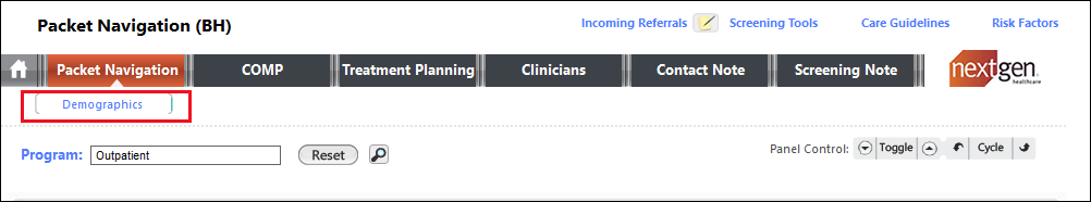 Sub-navigation links