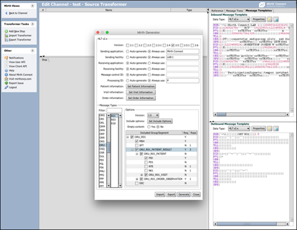 Image of the Message Generator.